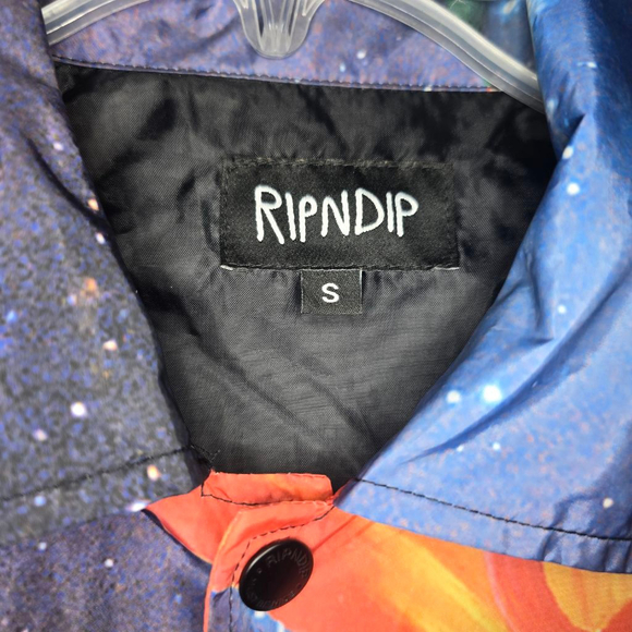Men's RIPNDIP Lightweight Jacket S Black Orange Galaxy Print - Picture 2 of 8